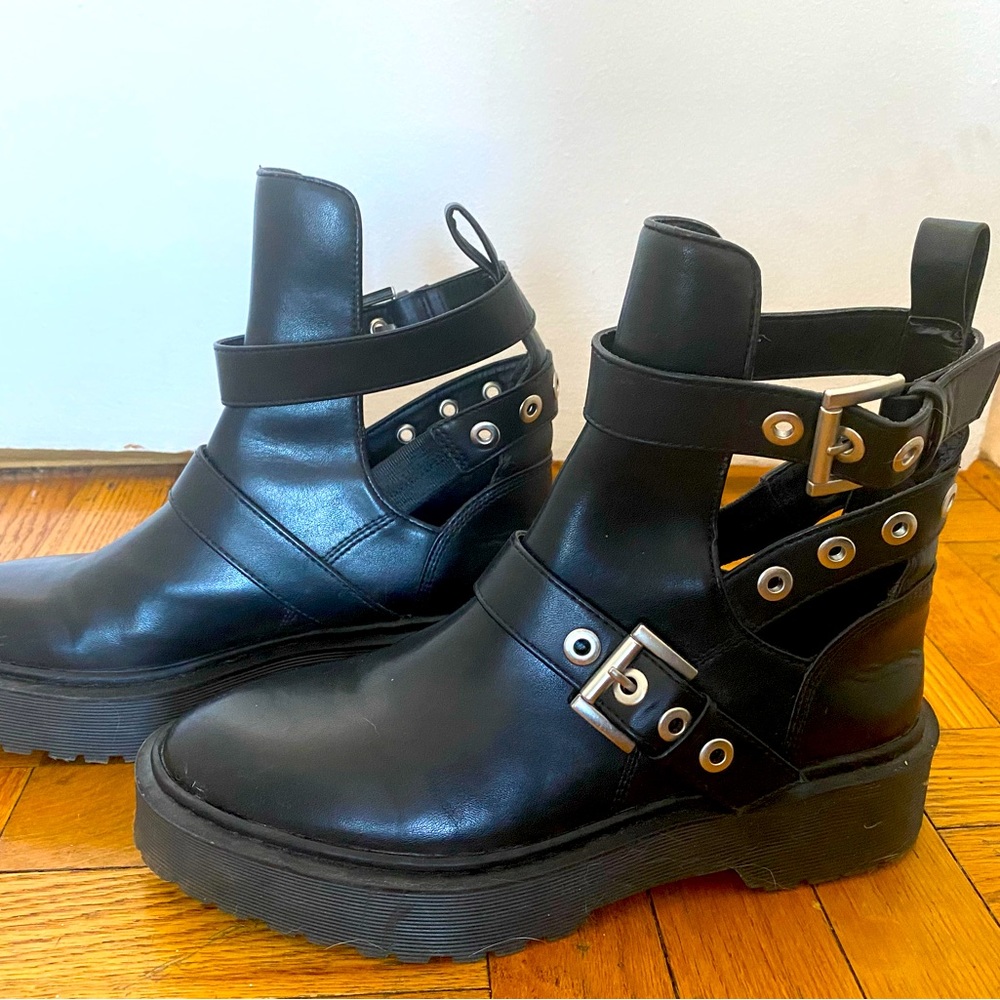 Zara buckle combat lug boots size 39